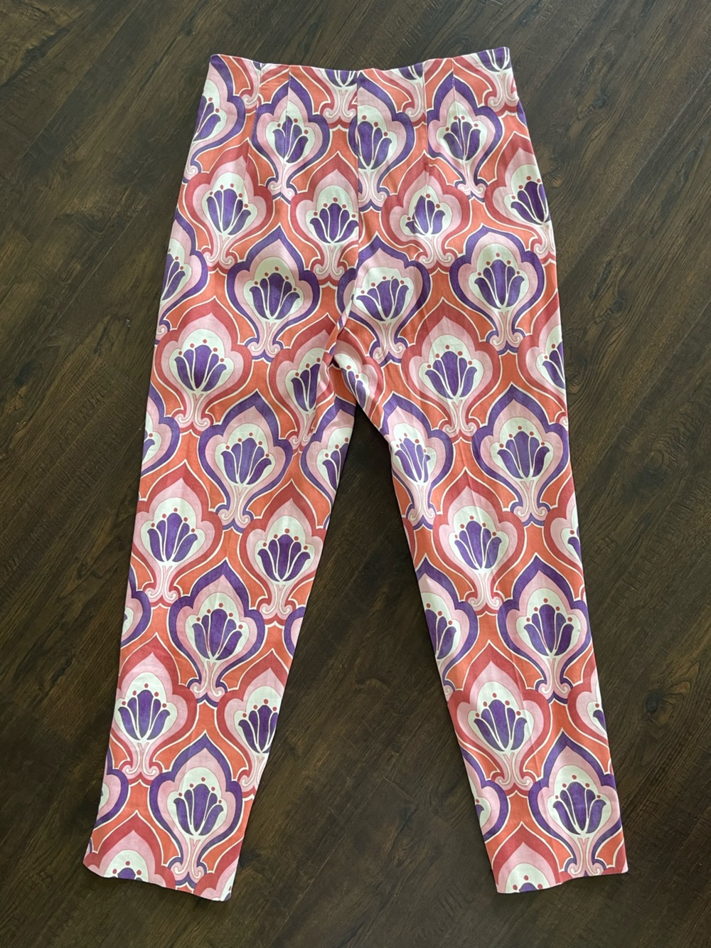 ZARA Slim Fit Ankle Pants Multi Color Pattern Zipper Closure Pockets‎ Size 6